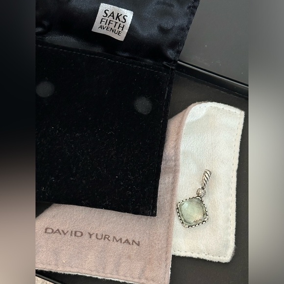 David Yurman Prasiolite Cushion on Point Pendant w/ Diamonds - Picture 12 of 13